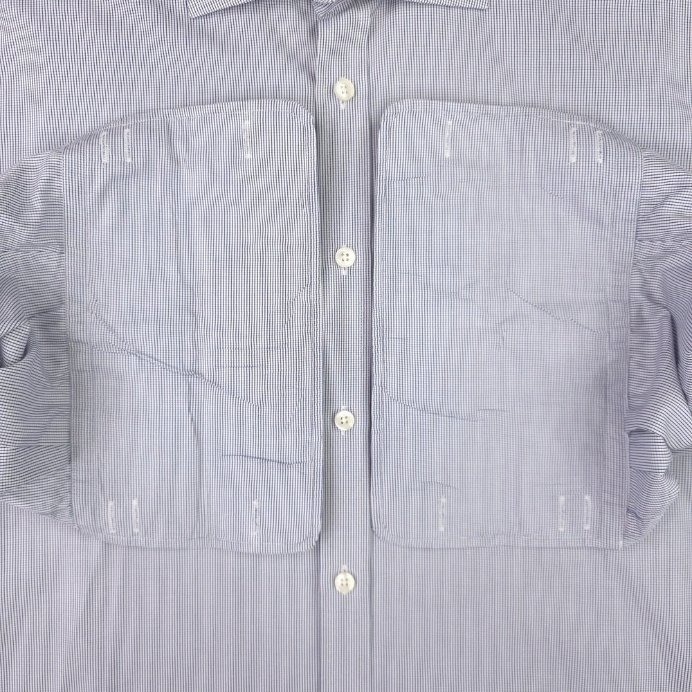 Hawes & Curtis Shirt Mens 16.5 34/35 Blue Check Tailored Slim Fit French Cuff - Picture 6 of 15